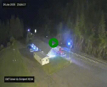 Webcam à l'entrée du tunnel du Somport, côté français, sur la N134, dans les Pyrénées, en direction de l'Espagne, à 1116 mètres d'altitude