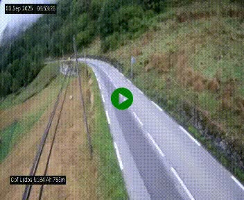 Webcam dans les Pyrénées Atlantique au niveau du col d'Urdos et du fort du Pourtalet sur la N134, en direction du Col et du tunnel du Somport, à 765 mètres d'altitude