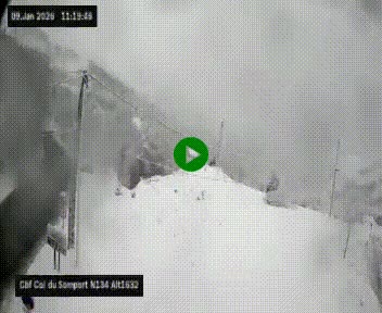 Webcam au col du Somport, côté français, sur la N134, dans les Pyrénées, en direction de l'Espagne, à 1632 mètres d'altitude