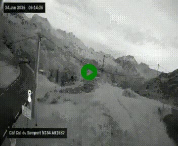 Webcam au col du Somport, côté français, sur la N134, dans les Pyrénées, en direction de l'Espagne, à 1632 mètres d'altitude