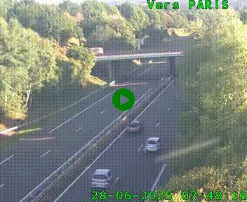 Caméra routière sur l'autoroute A20 au nord de Limoges, à la jonction avec la N520. Vue orientée vers Paris