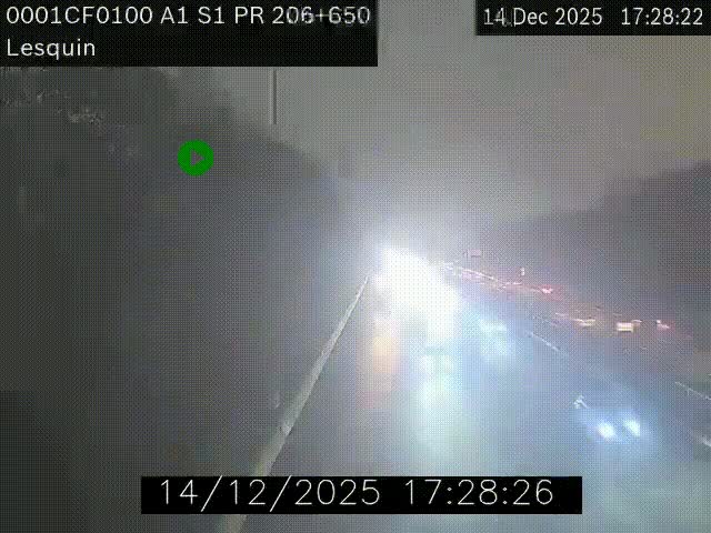 Webcam autoroute A1 à hauteur de Lesquin. Vue orientée vers Lille