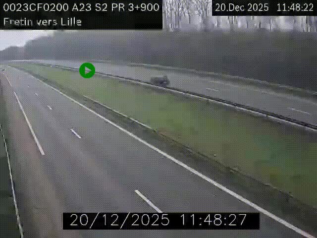 Webcam autoroute A23 à hauteur de Fretin. Vue orientée vers Lille