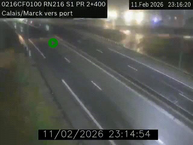 Webcam à Calais sur A216 (N216) en direction du port (harbour) de Calais.
