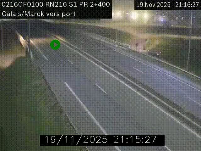 Webcam à Calais sur A216 (N216) en direction du port (harbour) de Calais.