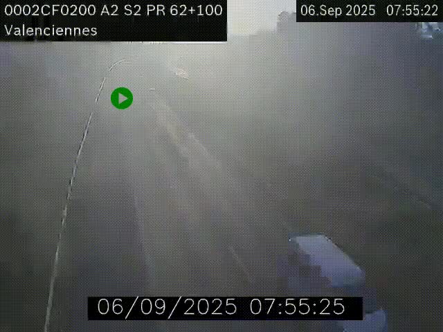 Webcam autoroute A2 à Valenciennes. Vue orientée vers Maubeuge et Mons (Belgique)