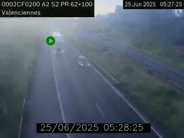 Webcam autoroute A2 à Valenciennes. Vue orientée vers Maubeuge et Mons (Belgique)