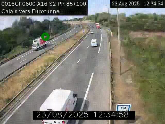Webcam A16 à Calais en direction du Tunnel sous la Manche (Eurotunnel)