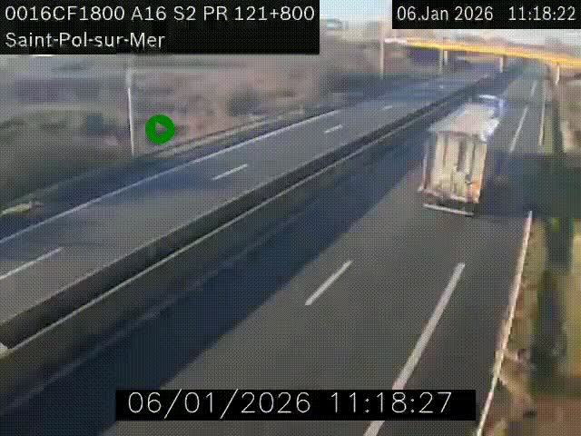 Webcam autoroute A16 à proximité de Dunkerque, à hauteur de la sortie Saint-Pol-sur-Mer. Vue orientée vers Calais