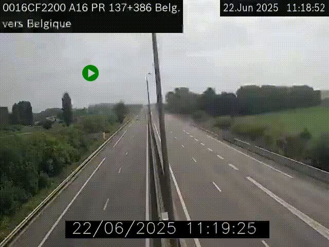 Webcam à la frontière franco-belge au niveau de Bray-Dunes/De-Panne sur l'autoroute A16. Vue orientée vers la Belgique