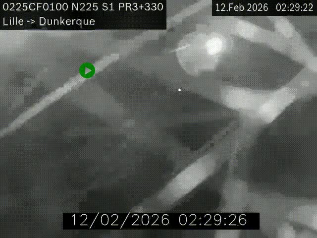 Webcam autoroute A25 (N225) à hauteur de Bergues (Bierne). Vue orientée vers Dunkerque.