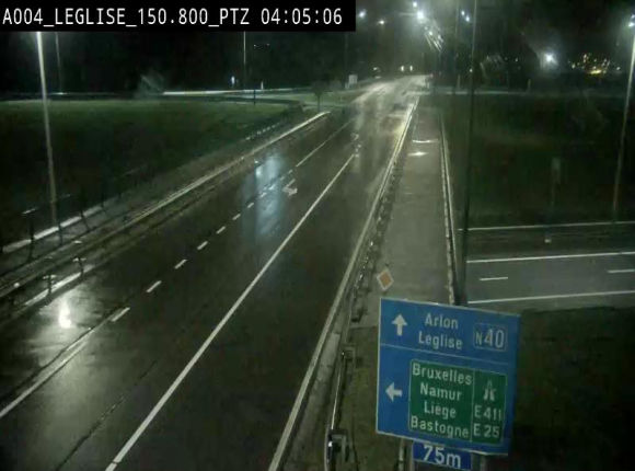 Webcam au-dessus de l'E411 sur la N40. Vue orientée vers Léglise en provenance de Neufchâteau