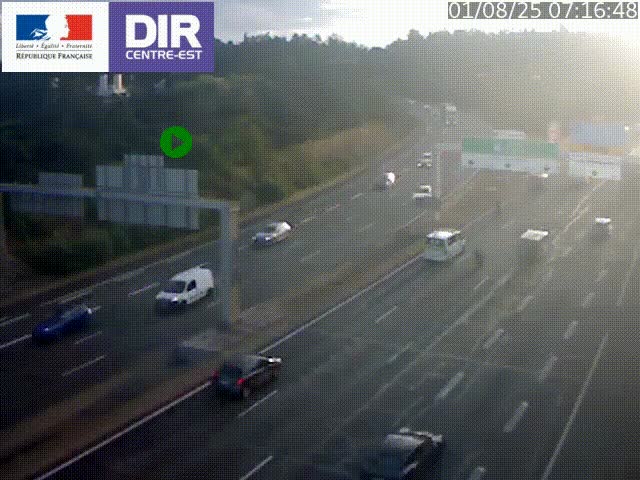 Caméra de circulation routière sur le boulevard périphérique Laurent Bonnevay de Lyon (D383) à hauteur de Bron, avant la jonction avec l'A43. Vue orientée vers l'échangeur