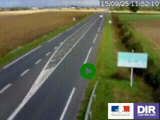Webcam routière sur la RN7 à hauteur de Toulon-sur-Allier, entre Moulins et Vichy