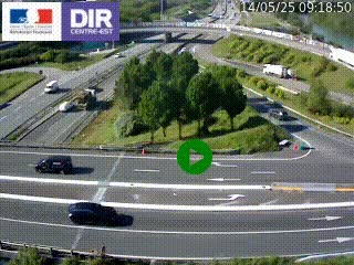 Webcam traffic à Grenoble-sud sur l'autoroute A480. Vue orientée vers l'entrée et la sortie de Grenoble