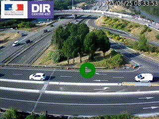 Webcam traffic à Grenoble-sud sur l'autoroute A480. Vue orientée vers l'entrée et la sortie de Grenoble