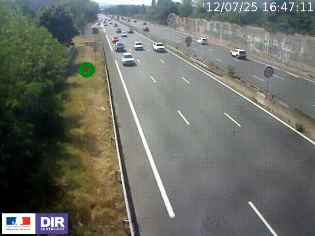 Webcam à Bron sur l'A43 à la jonction avec le boulevard périphérique de Lyon (D383). Vue orientée vers Lyon