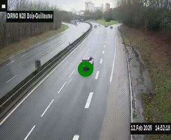 Webcam routière à hauteur de Bois-Guillaume en périphérie de Rouen. Vue orientée vers Rouen