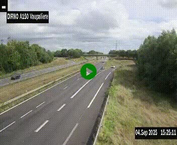 Webcam autoroute A150 à hauteur de La Vaupalière en périphérie de Rouen. Vue orientée vers Rouen