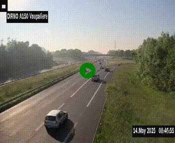 Webcam autoroute A150 à hauteur de La Vaupalière en périphérie de Rouen. Vue orientée vers Rouen