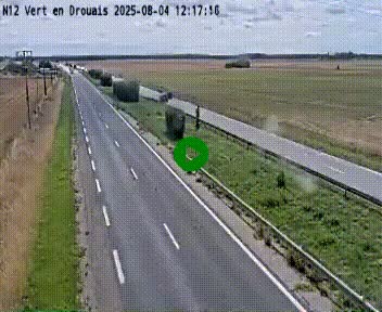Webcam à hauteur de Vert-en-Drouais sur la N12, en périphérie de Dreux. Vue orientée vers Alençon