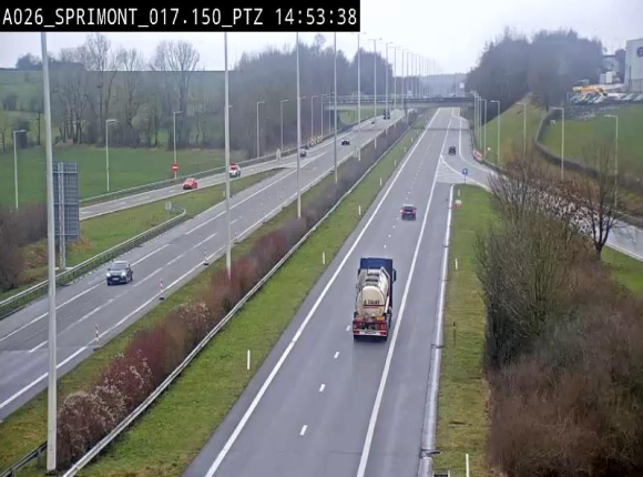 Webcam A26 (E25) à Sprimont, sur l'autoroute entre Liège et Arlon. Vue orientée vers le Luxembourg