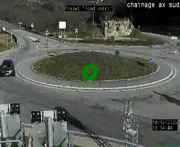 Webcam au nord d'Ax-les-Thermes au niveau de l'aire de chaînage de la N20. Vue orientée vers les Pyrénées, en direction de Pas de la Case