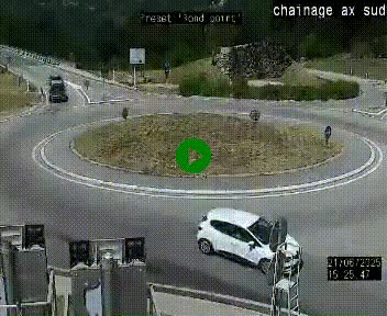Webcam au nord d'Ax-les-Thermes au niveau de l'aire de chaînage de la N20. Vue orientée vers les Pyrénées, en direction de Pas de la Case