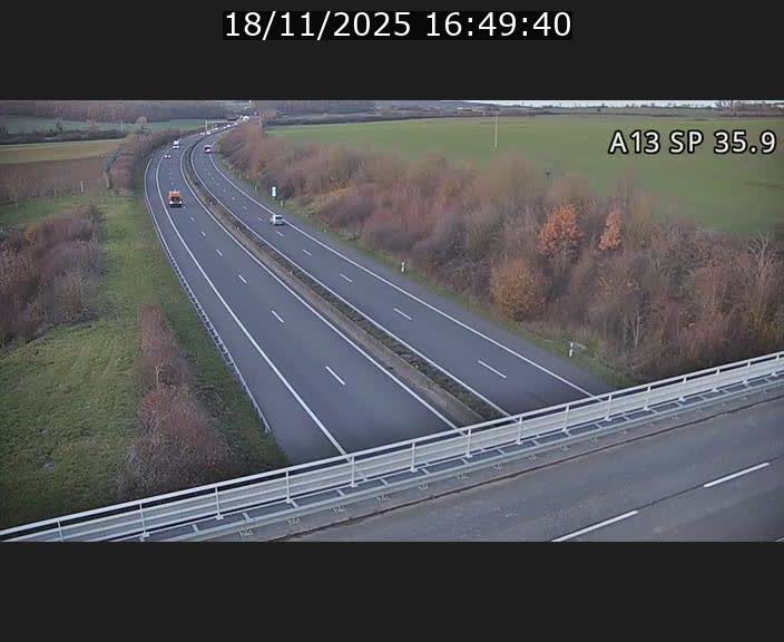 Webcam trafic sur A13 à l'entrée ouest du tunnel Markusbierg à Remerschen. Vue orientée vers Mondorf-les-Bains.