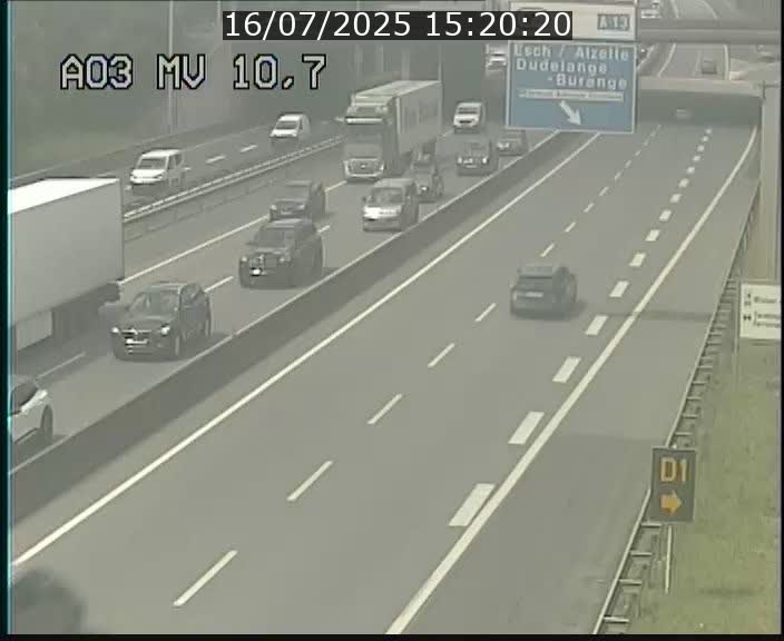 Traffic live webcam Luxembourg Croix de Bettembourg - A3 - BK 10.7 - direction France
