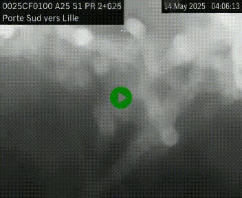 Webcam autoroute A25 sur le périphérique de Lille à hauteur de Lille-Sud et la sortie 3 Faches-Thumesnil. Vue orientée vers Lille-Centre.