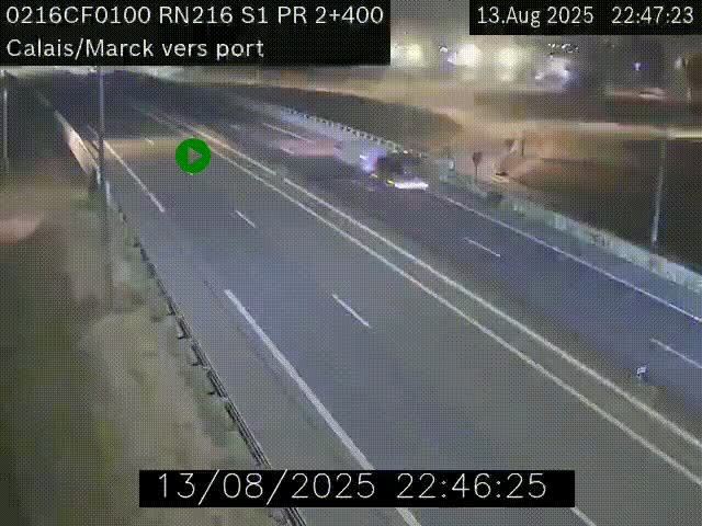 Webcam à Calais sur A216 (N216) en direction du port (harbour) de Calais.