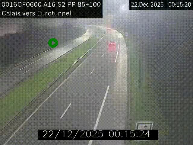 Webcam A16 à Calais en direction du Tunnel sous la Manche (Eurotunnel)