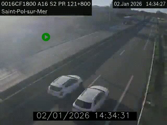 Webcam autoroute A16 à proximité de Dunkerque, à hauteur de la sortie Saint-Pol-sur-Mer. Vue orientée vers Calais