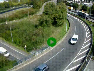 Caméra autoroute à la jonction entre l'A7 et la D301 (Boulevard urbain Sud de Lyon) à Feyzin, au sud de Lyon. Vue orientée vers Mions