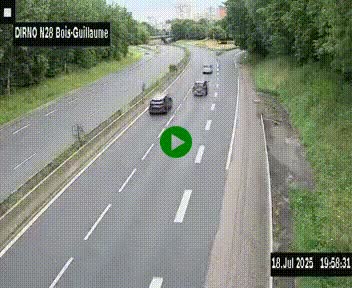 Webcam routière à hauteur de Bois-Guillaume en périphérie de Rouen. Vue orientée vers Rouen