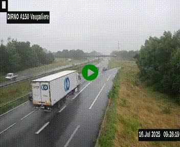 Webcam autoroute A150 à hauteur de La Vaupalière en périphérie de Rouen. Vue orientée vers Rouen