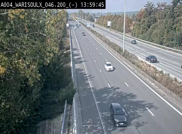 Webcam sur l'E411 à proximité de la jonction avec l'E42 à Warisoulx. Vue orientée vers le nord