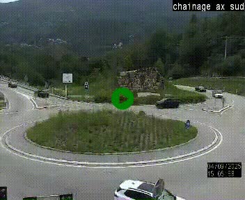 Webcam au nord d'Ax-les-Thermes au niveau de l'aire de chaînage de la N20. Vue orientée vers les Pyrénées, en direction de Pas de la Case
