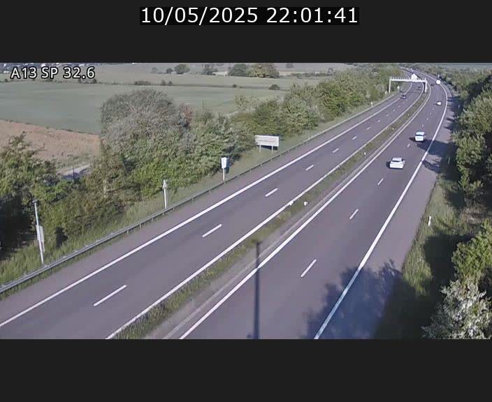 Webcam info trafic A13 à hauteur de Mondorf-les-bains. Vue orientée vers Altwies