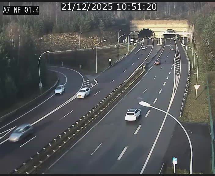 Caméra autoroute Luxembourg A7 - Echangeur Waldhaff - direction Tunnel Stafelter