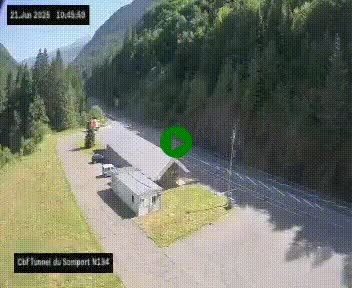 Webcam à l'entrée du tunnel du Somport, côté français, sur la N134, dans les Pyrénées, en direction de l'Espagne, à 1116 mètres d'altitude