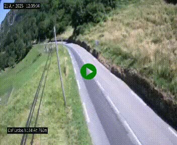 Webcam dans les Pyrénées Atlantique au niveau du col d'Urdos et du fort du Pourtalet sur la N134, en direction du Col et du tunnel du Somport, à 765 mètres d'altitude