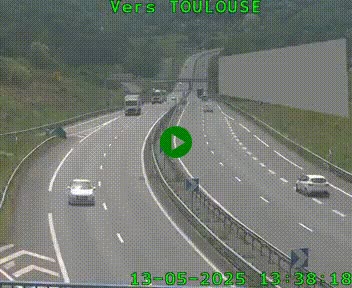 Caméra routière sur l'autoroute A20 à Noailles, en périphérie de Brive-la-Gaillarde. Vue orientée vers Toulouse