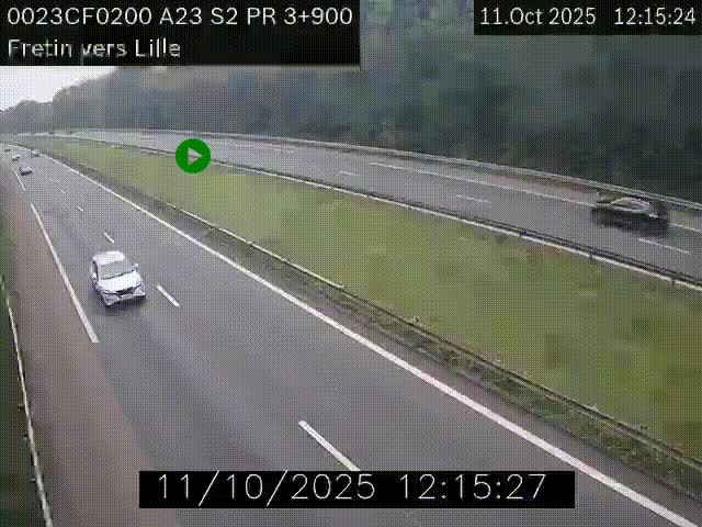 Webcam autoroute A23 à hauteur de Fretin. Vue orientée vers Lille