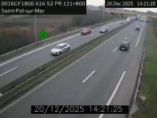 Webcam autoroute A16 à proximité de Dunkerque, à hauteur de la sortie Saint-Pol-sur-Mer. Vue orientée vers Calais