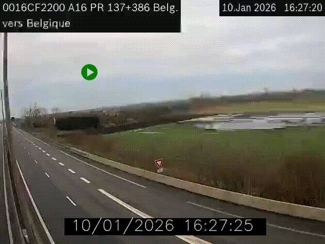 Webcam à la frontière franco-belge au niveau de Bray-Dunes/De-Panne sur l'autoroute A16. Vue orientée vers la Belgique