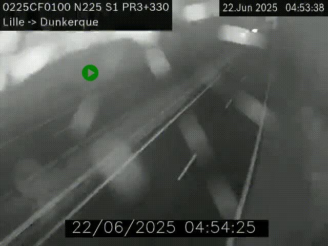 Webcam autoroute A25 (N225) à hauteur de Bergues (Bierne). Vue orientée vers Dunkerque.
