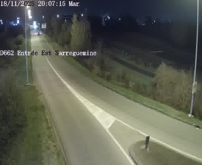 Point de vue trafic déployé sur D662 (France) à Sarreguemines, regardant vers Sarreguemines, aidant conducteurs et services à anticiper les flux.