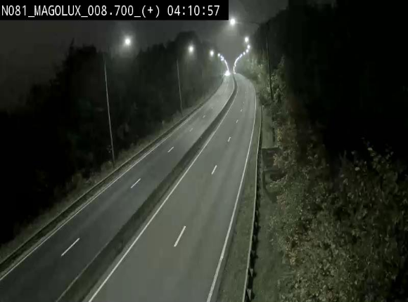 Webcam sur la N81 (E411) à hauteur de la jonction avec la N883. Vue orientée vers Longwy